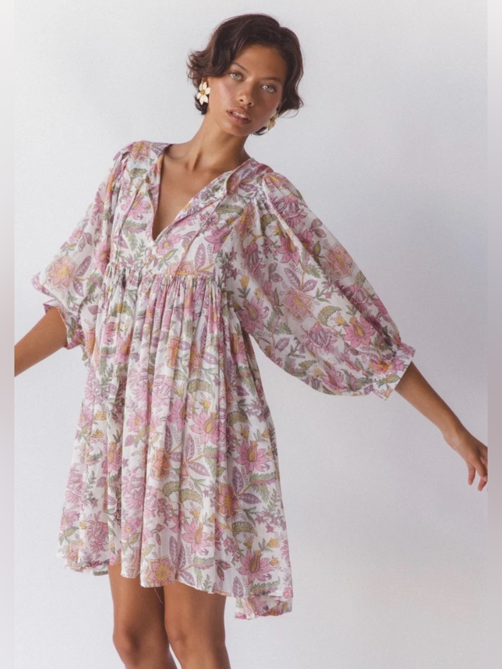 Daughters of India Puff-Sleeve Mini Dress size 2XL